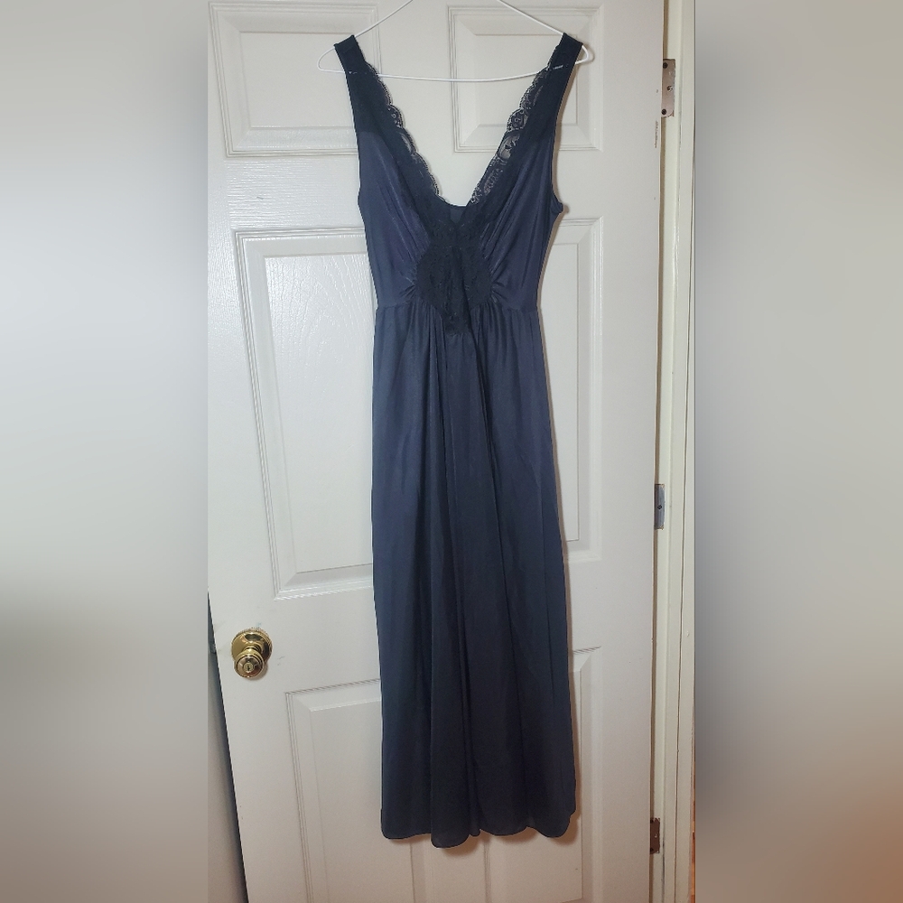 Olga Black Lace Detail Maxi Dress Night Gown Large